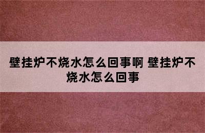 壁挂炉不烧水怎么回事啊 壁挂炉不烧水怎么回事